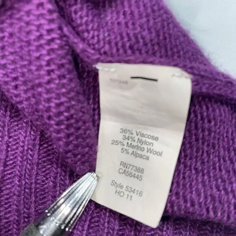 J.CREW ‎ Women's HALF ZIP KNIT Asymmetrical SWEATER Wool Alpaca Blend Purple XS